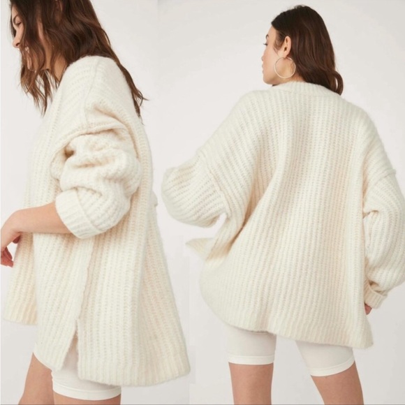 FREE PEOPLE Blue Bell sweater cream white off shoulder knit oversize NWT… - Picture 5 of 12